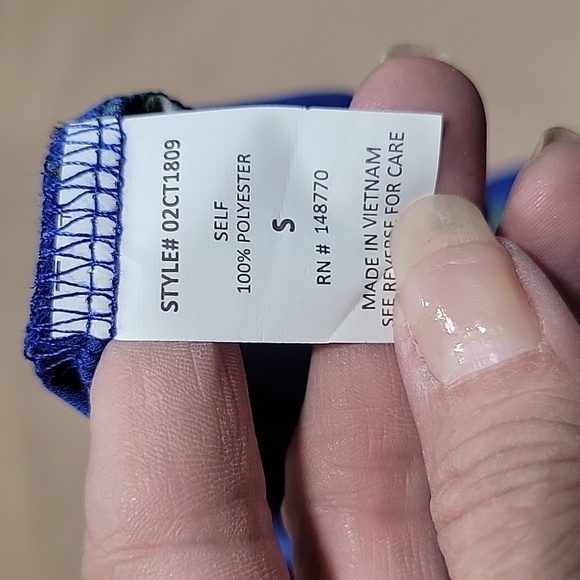 Sienna Sky Size S Royal Blue with Tropical Leaf Pattern Camisole, NEW with Tag - Picture 12 of 12